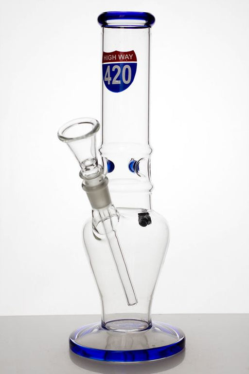 10 inches glass water pipe with carb hole-Blue - One Wholesale