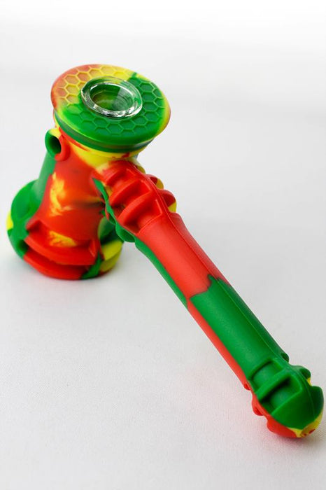 7" Silicone hammer hand pipe-Rasta - One Wholesale