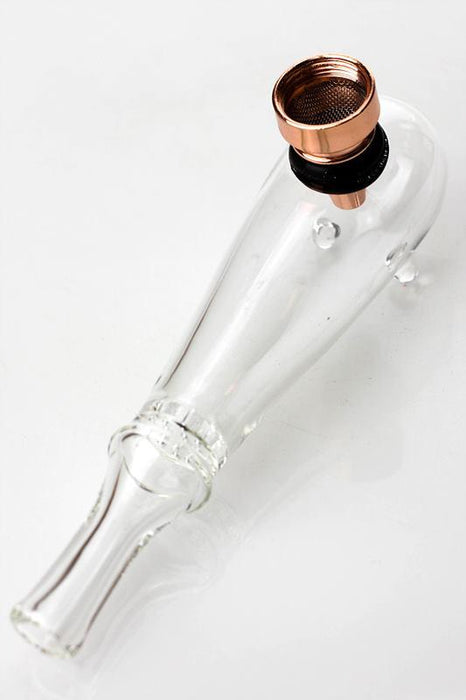 5" Glass tube pipe with metal screen- - One Wholesale