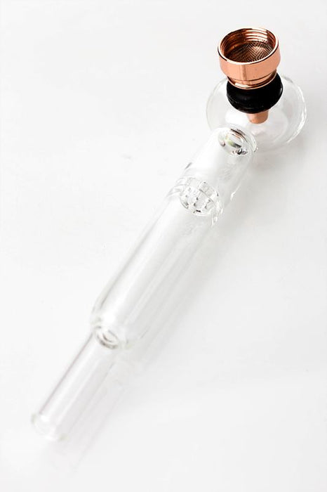 5.5" Glass tube pipe TP006  with metal screen Box of 24- - One Wholesale