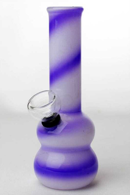 6" Purple spiral white glass water bong- - One Wholesale