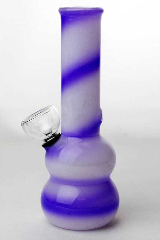 6" Purple spiral white glass water bong- - One Wholesale