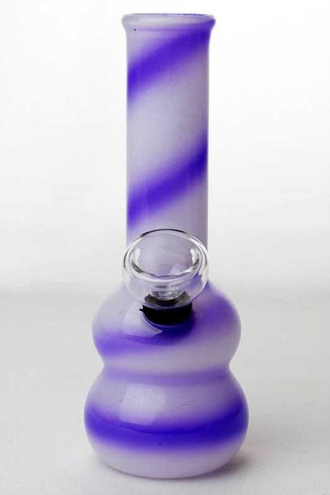 6" Purple spiral white glass water bong- - One Wholesale