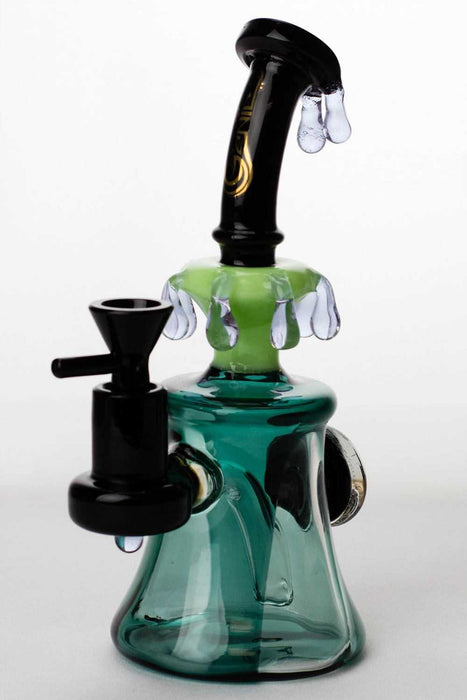 8" genie water drop shape decorated bubbler-Teal-3779 - One Wholesale