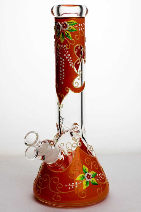 13" Luminous heavy glass flower artwork beaker bong-Orange-3798 - One Wholesale