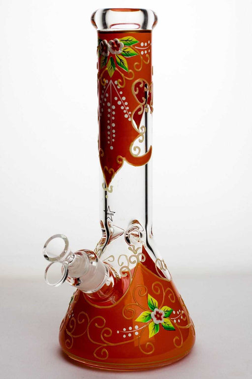 13" Luminous heavy glass flower artwork beaker bong Glass Bong ONE Orange-3798