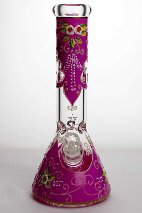 13" Luminous heavy glass flower artwork beaker bong- - One Wholesale