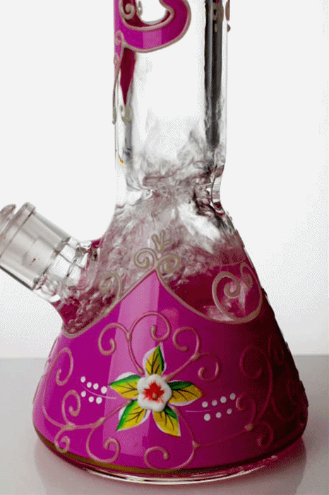 13" Luminous heavy glass flower artwork beaker bong- - One Wholesale