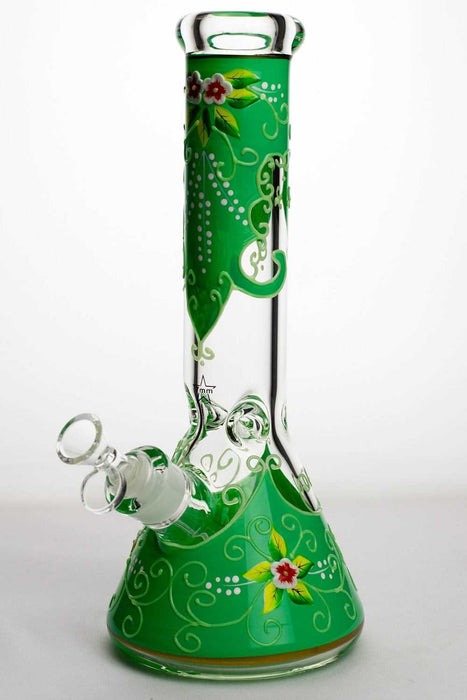 13" Luminous heavy glass flower artwork beaker bong-Green-3803 - One Wholesale