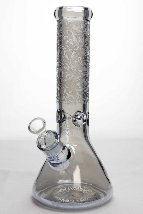 12" sandblasted 7 mm metallic glass water bong-Grey-3847 - One Wholesale