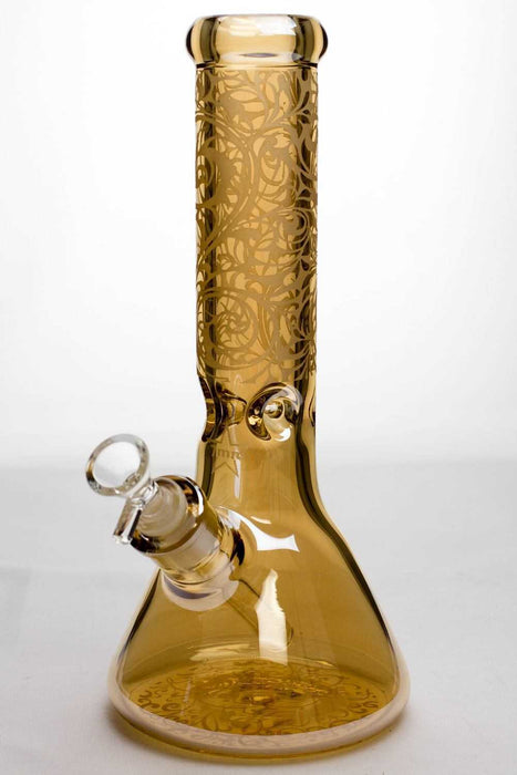 12" sandblasted 7 mm metallic glass water bong-Gold-3848 - One Wholesale