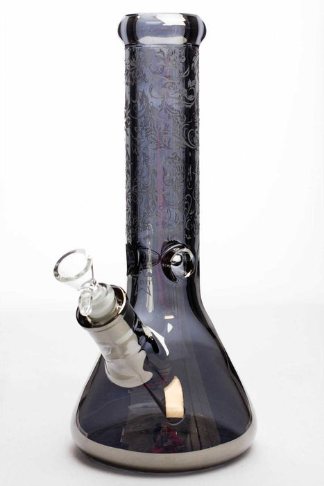 12" sandblasted 7 mm metallic glass water bong-Black-3849 - One Wholesale