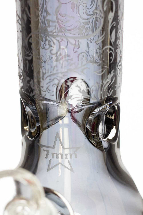 12" sandblasted 7 mm metallic glass water bong- - One Wholesale