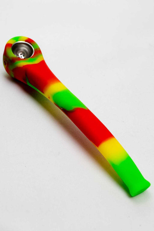 9" Silicone hand pipe with metal bowl Silicone Pipe ONE Rasta-3864