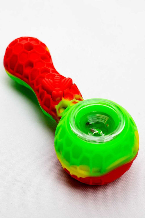 Arsenal Silicone hand pipe with glass bowl Jar and Dab tool Silicone Pipe ONE Rasta-3868