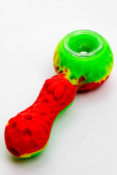 Arsenal Silicone hand pipe with glass bowl Jar and Dab tool- - One Wholesale