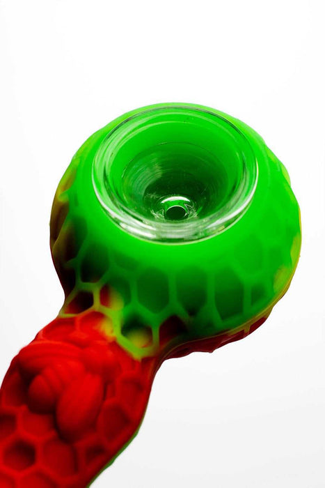 Arsenal Silicone hand pipe with glass bowl Jar and Dab tool- - One Wholesale