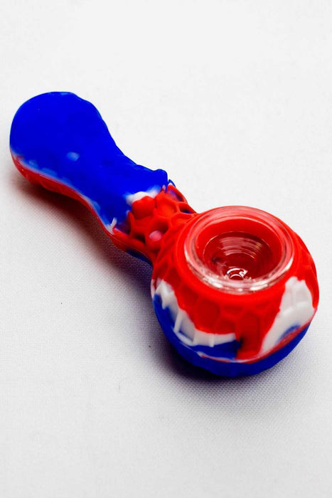 Arsenal Silicone hand pipe with glass bowl Jar and Dab tool-BL-Rd-3869 - One Wholesale