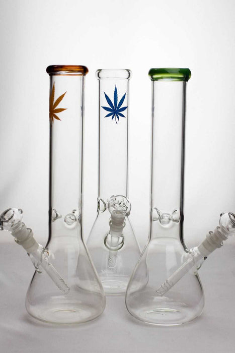 14"  Clear glass beaker water bong-Assorted- - One Wholesale