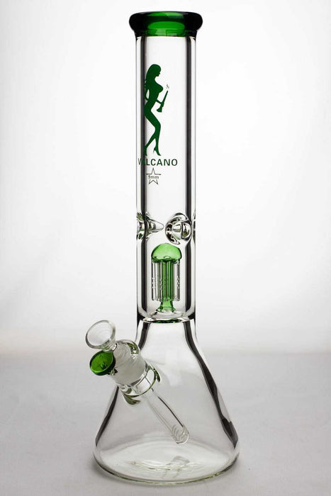 16" valcano 6 arms percolator 9 mm thick glass water bong-Green - One Wholesale