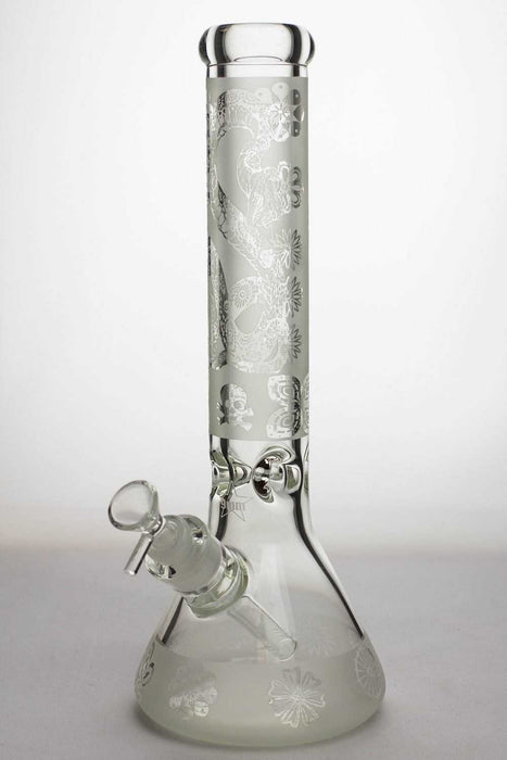 13.5 inches 9 mm thick sandblasted glass beaker water bong-Pattern-3905 - One Wholesale