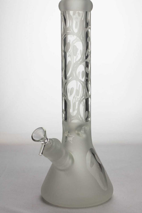 13.5 inches 9 mm thick sandblasted glass beaker water bong-Pattern-3906 - One Wholesale