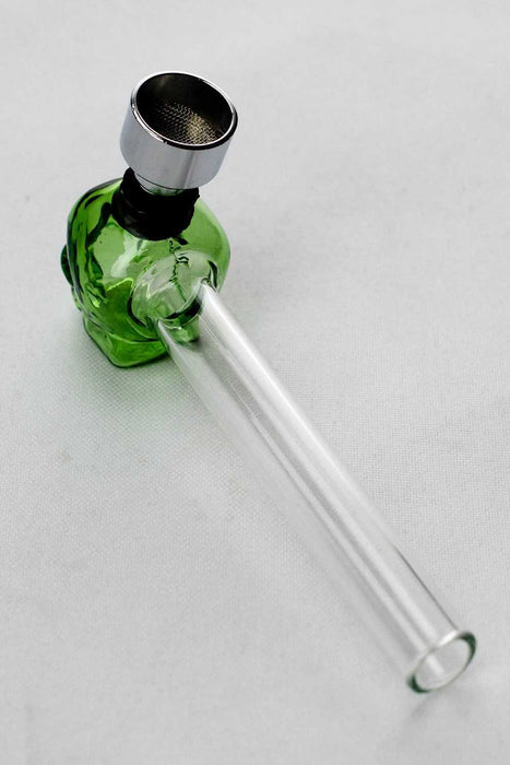 4" Skull Glass tube pipe with metal screen display box- - One Wholesale
