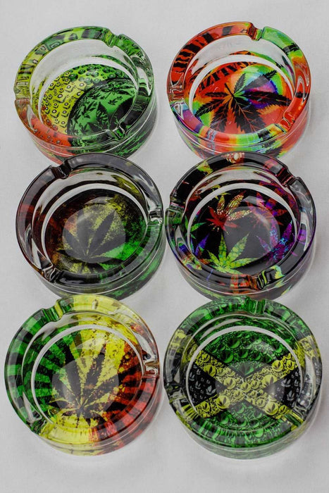 Round glass ashtray display-Leaf C - One Wholesale