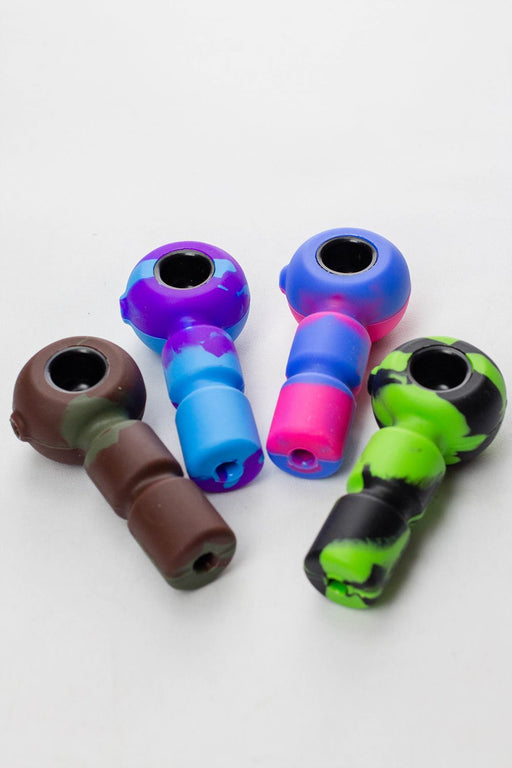 Silicone hand pipe with metal bowl- - One Wholesale