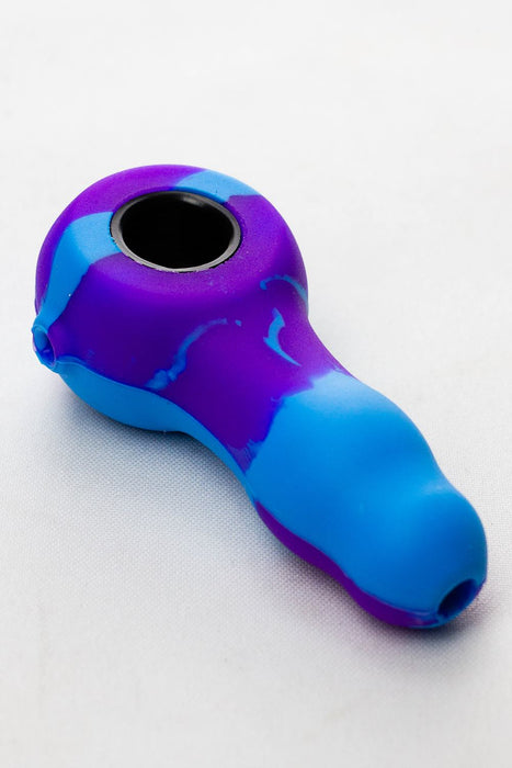 Silicone hand pipe with metal bowl- - One Wholesale