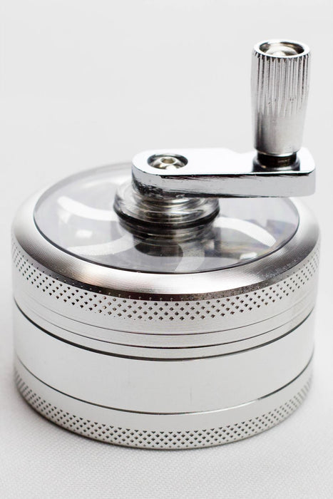 3 parts infyniti aluminium herb grinder with handle-Silver - One Wholesale