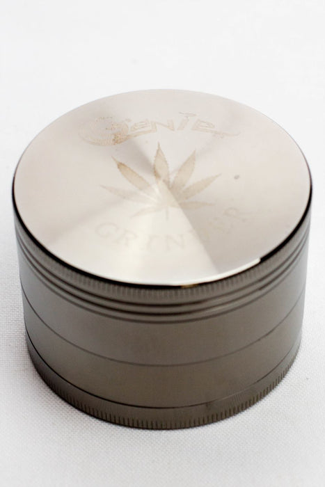 4 parts genie laser etched leaf metal herb grinder-Silver - One Wholesale