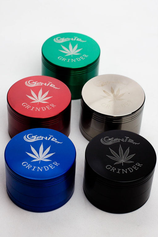 4 parts genie laser etched leaf metal herb grinder- - One Wholesale