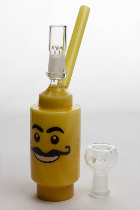 7 inches Lego head  2-in-1 glass water bubbler-Yellow - One Wholesale