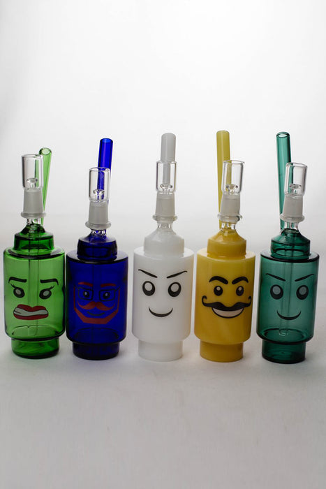 7 inches Lego head  2-in-1 glass water bubbler- - One Wholesale