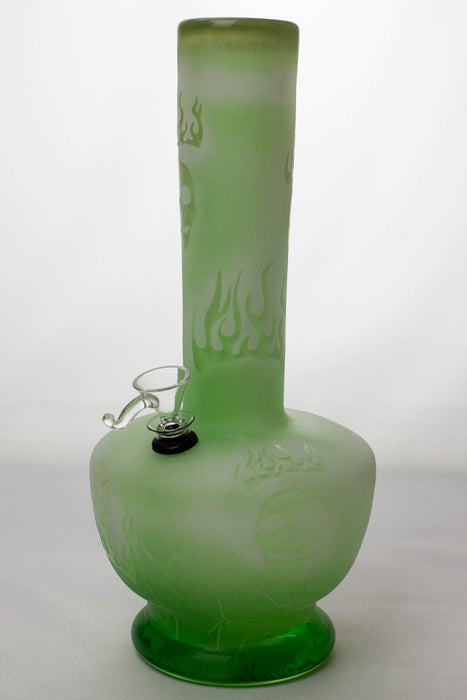 12" frosted heavy soft glass water bong-Green-4026 - One Wholesale