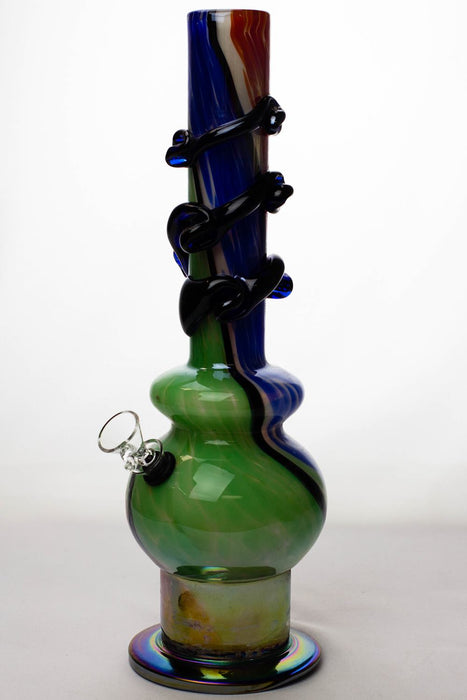 14" heavy soft glass water bong-RD-BL-4028 - One Wholesale