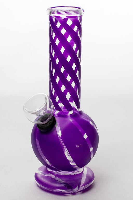 6" hollow base glass water bong-Purple-4062 - One Wholesale