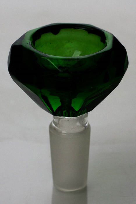 Diamond cutting shape wide glass bowl-Green - One Wholesale