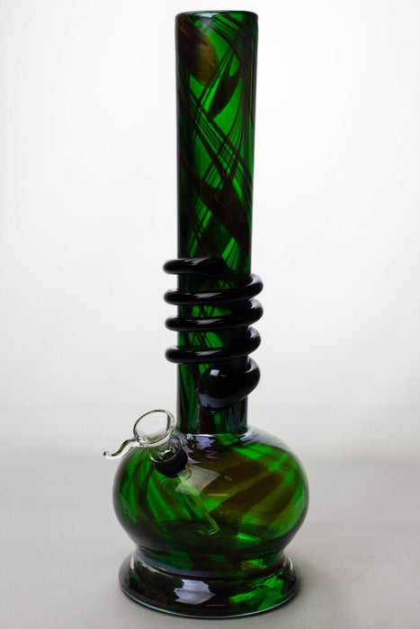 14" hollow base heavy soft glass water bong-G-4094 - One Wholesale