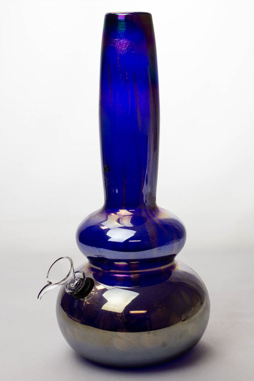 12" metallic double base soft glass water bong- - One Wholesale