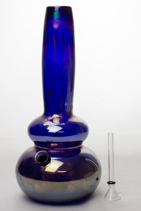 12" metallic double base soft glass water bong- - One Wholesale