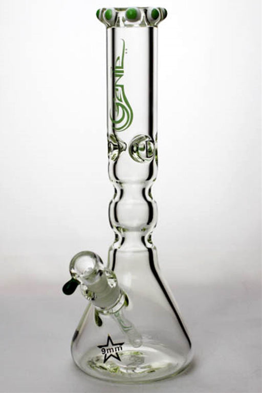 14.5 inches genie color dot curved tube beaker water bong Glass Bong ONE Green-4200