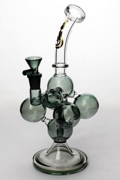 10" genie 6-ball chamber recycled bubbler-Black-4212 - One Wholesale