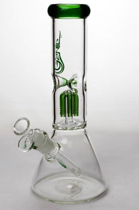 11" genie glass 6-arm beaker water bong-Green-4224 - One Wholesale