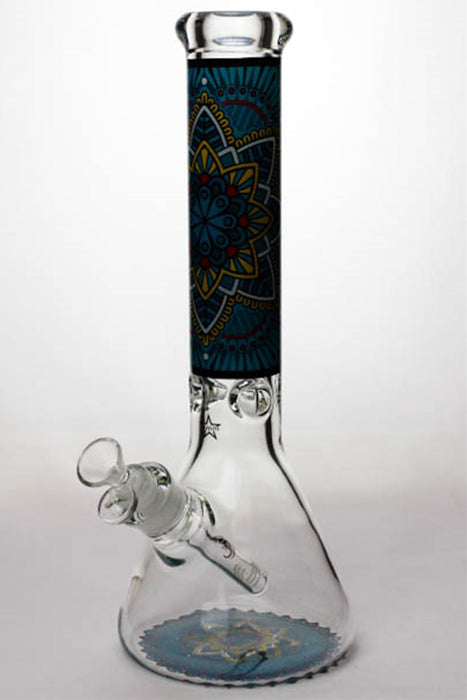 14" geometric design heavy glass beaker water bong-A-4230 - One Wholesale