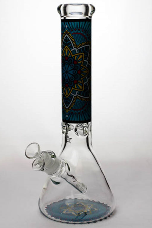 14" geometric design heavy glass beaker water bong Glass Bong ONE A-4230