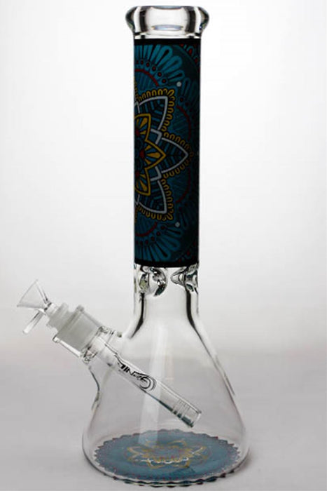 14" geometric design heavy glass beaker water bong- - One Wholesale