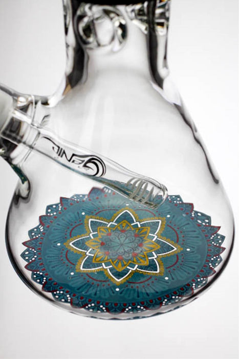 14" geometric design heavy glass beaker water bong- - One Wholesale