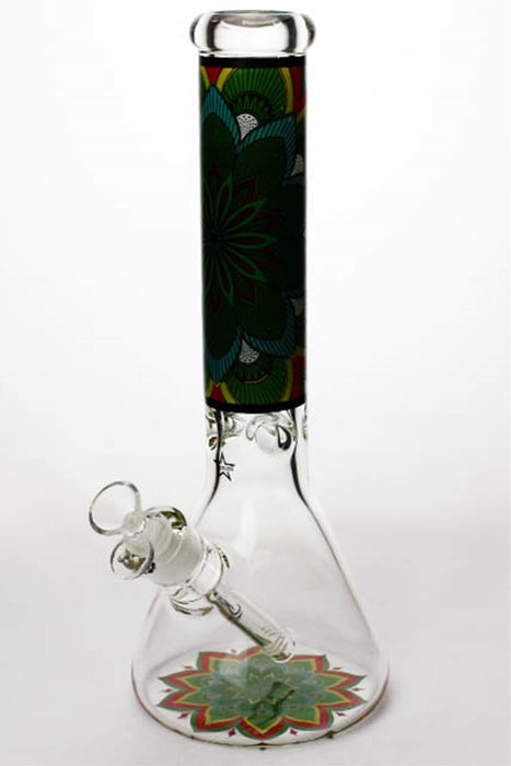 14" geometric design heavy glass beaker water bong-B-4231 - One Wholesale